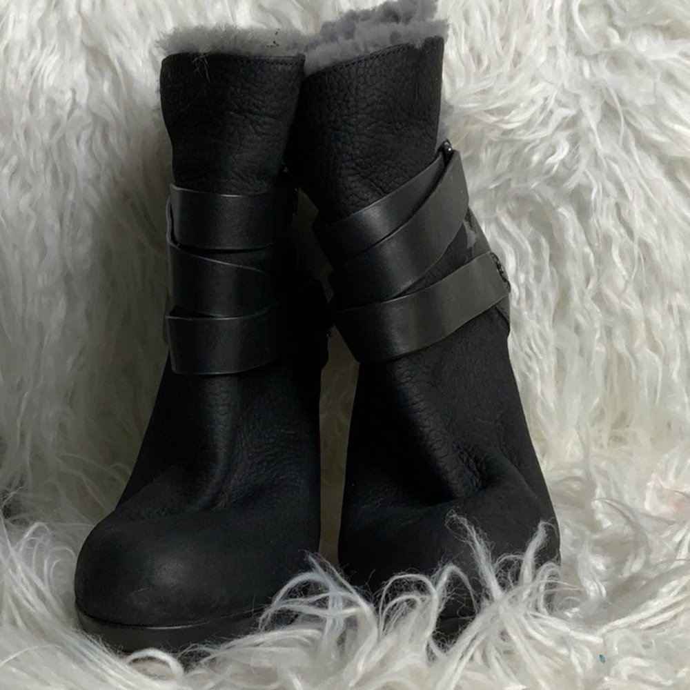 Women's Black Leather Ankle Boots